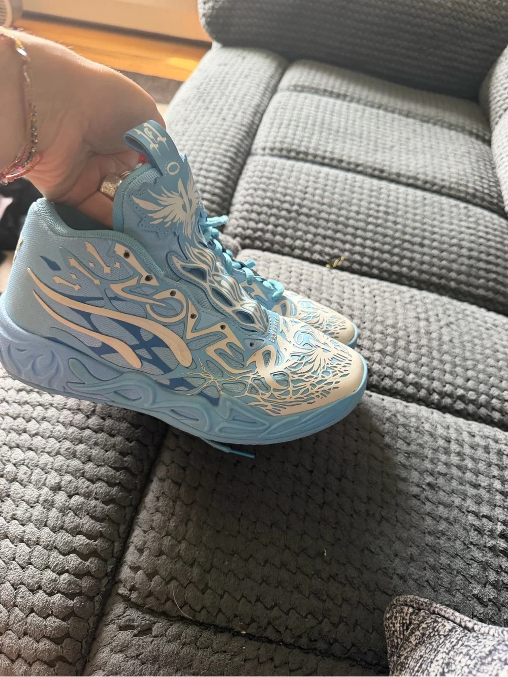 Kids Blue Graphic Athletic Shoes